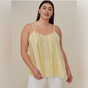 TORRID 1 Womens Sophie Chiffon Layered Lined Swing Cami Tank Gold Metallic